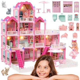 WOOPIE Dollhouse Villa with Accessories and Illuminated Doll 296 pcs.