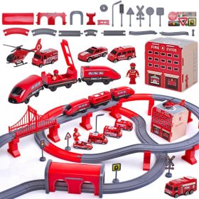 WOOPIE-Electric-Train-Car-Track-Fire-Helicopter-Cars-92-pcs WOOPIE Electric Train Car Track Fire Helicopter Cars 92 pcs.
