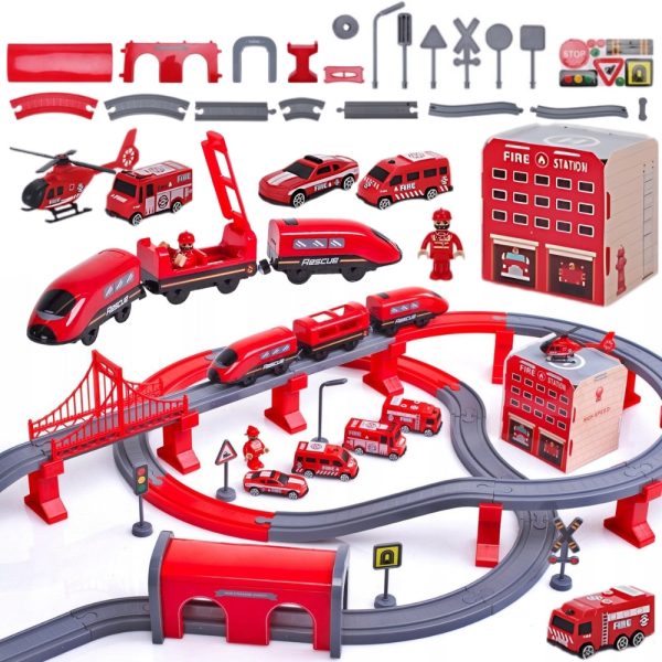 WOOPIE-Electric-Train-Car-Track-Fire-Helicopter-Cars-92-pcs WOOPIE Electric Train Car Track Fire Helicopter Cars 92 pcs.