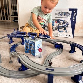 WOOPIE-Electric-Train-Car-Track-Police-Station-Helicopter-Cars-92-pcs-1