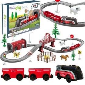 WOOPIE Electric Train Set Locomotive Track Farm Animals 70 pcs.