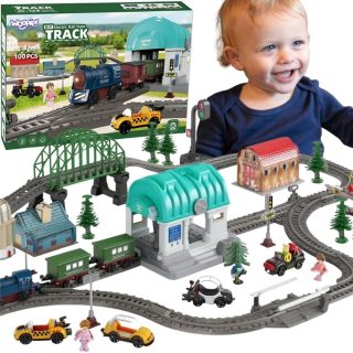 WOOPIE Electric Train Track XXL Train Locomotive Town Set 108 pcs.