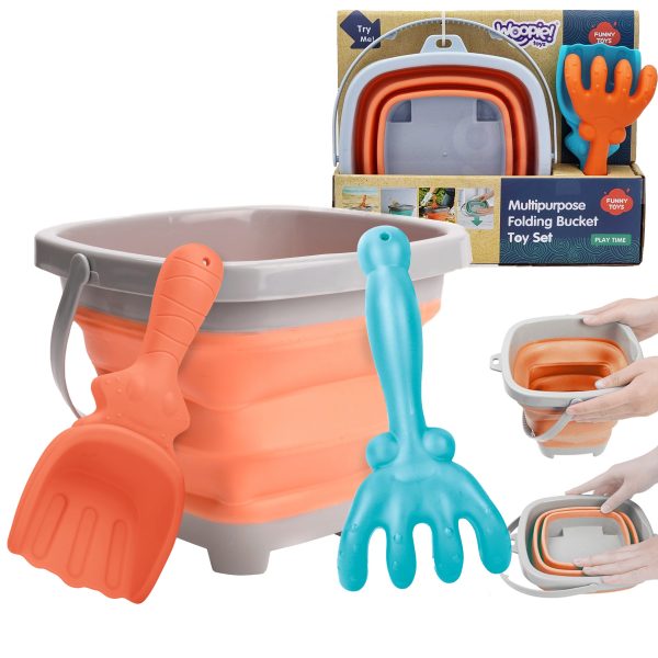 WOOPIE-Folding-Bucket-with-Rake-and-Shovel-Set-Orange WOOPIE Folding Bucket with Rake and Shovel Set Orange
