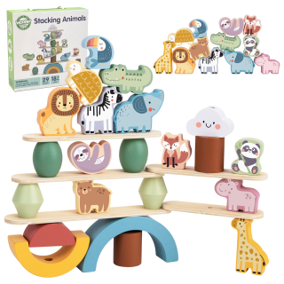 WOOPIE GREEN Balancing Wooden Animals Stacking Puzzle FSC