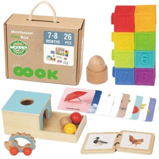 WOOPIE GREEN Box XXL Montessori Educational 6-in-1 Sensory Box 7-8 Months 26 pcs FSC