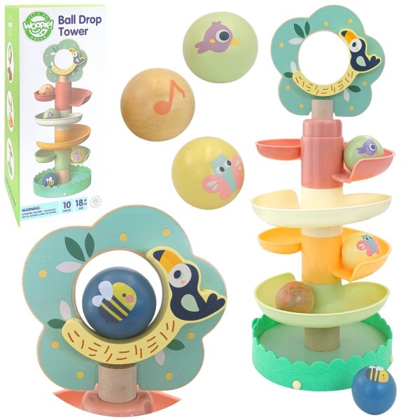 WOOPIE GREEN Wooden Ball Track Sensory Educational 6 pcs.