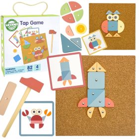 WOOPIE GREEN Wooden Nailing Hammer Puzzle 20 patterns 82 pcs.