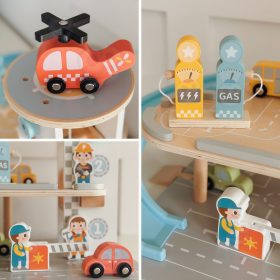 WOOPIE-GREEN-Wooden-Parking-Garage-2-in-1-Gas-Station-with-Cars-and-Figures-12-pcs-FSC-1