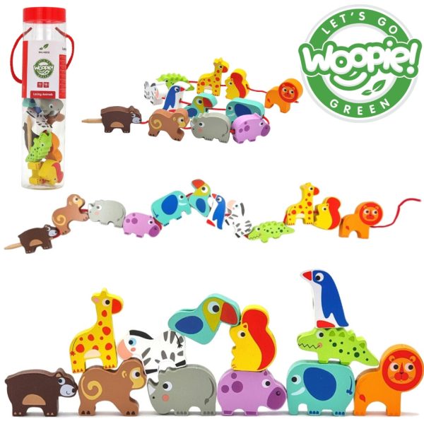 WOOPIE-GREEN-Wooden-Threading-Blocks-Safari-Animals-ZOO-13-pcs WOOPIE GREEN Wooden Threading Blocks Safari Animals ZOO 13 pcs.