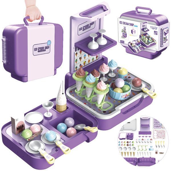 WOOPIE Ice Cream Case 3 in 1 Kitchen Shop Ice Cream Parlor Portable 62 pcs.