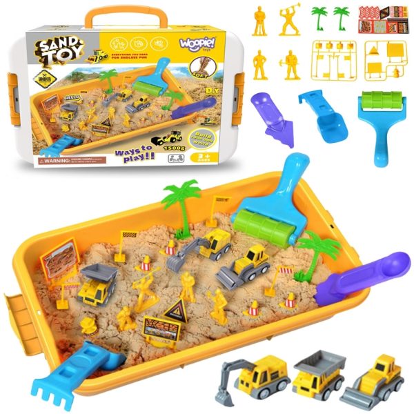 WOOPIE-Kinetic-Sand-1.5-kg-XXL-Set-Construction-Site-Table-with-Molds-and-Vehicles WOOPIE Kinetic Sand 1.5 kg XXL Set Construction Site Table with Molds and Vehicles