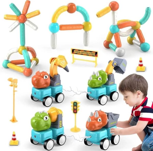 WOOPIE Magnetic Building Blocks Dinosaurs 84 pcs.