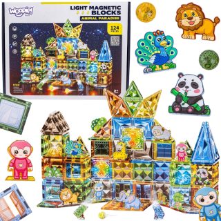 WOOPIE Magnetic Construction Blocks Glowing 3D Animal World 124pcs.