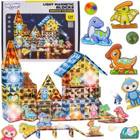 WOOPIE Magnetic Construction Blocks Glowing 3D Dinosaur Park 124pcs.