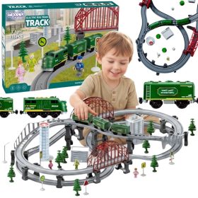 WOOPIE Modern Electric Train Track XXL Cargo Locomotive Set 128 pcs.