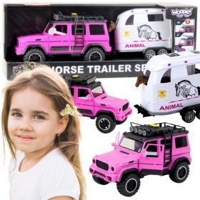 WOOPIE-Pink-Off-Road-Vehicle-with-Trailer-and-Horse-Figure-Set WOOPIE Pink Off-Road Vehicle with Trailer and Horse Figure Set