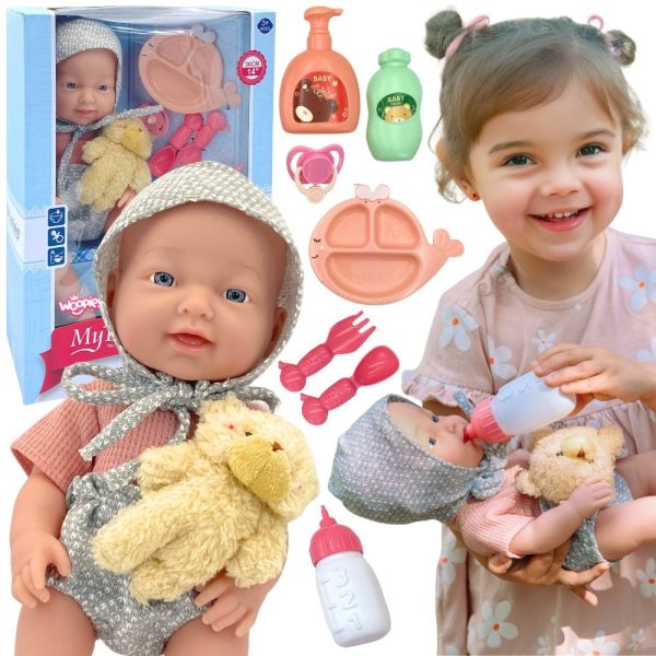 WOOPIE-ROYAL-Baby-Doll-36-cm-in-Teddy-Bear-Outfit-Feeding-Accessories WOOPIE ROYAL Baby Doll 36 cm in Teddy Bear Outfit Feeding Accessories