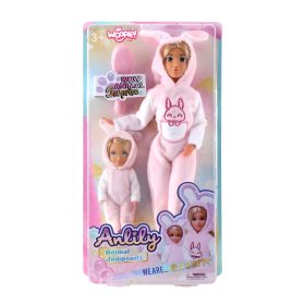 WOOPIE-ROYAL-Dolls-Overalls-Pink-Bunnies-Set-of-2-3