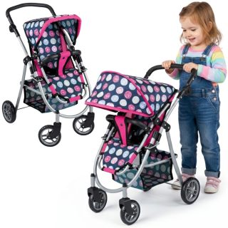 WOOPIE ROYAL Doll's Pram with Adjustable Seat and 4 Wheels