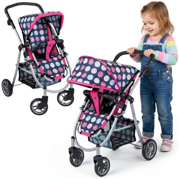 WOOPIE ROYAL Doll's Pram with Adjustable Seat and 4 Wheels