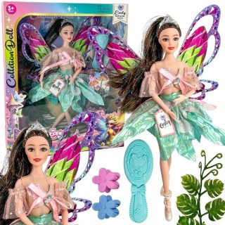 WOOPIE ROYAL Emi Fairy Doll with Colorful Wings and Hairbrush