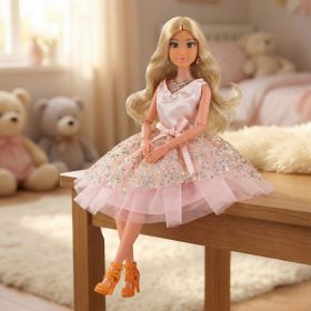 WOOPIE-ROYAL-Lily-Doll-30-cm-Long-Blonde-Hair-Pink-Dress-Jewelry-1