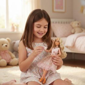 WOOPIE-ROYAL-Lily-Doll-30-cm-Long-Blonde-Hair-Pink-Dress-Jewelry-2