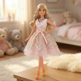 WOOPIE-ROYAL-Lily-Doll-30-cm-Long-Blonde-Hair-Pink-Dress-Jewelry-3