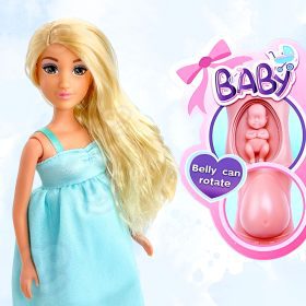 WOOPIE-ROYAL-Lily-Doll-with-Pregnant-Belly-Baby-Blue-Dress-2