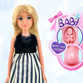 WOOPIE-ROYAL-Pregnant-Lily-Doll-in-Black-and-White-Striped-Dress-2