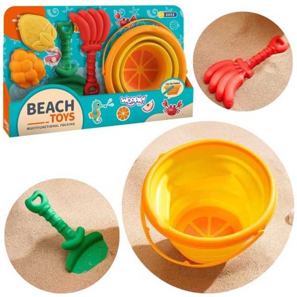 WOOPIE Sand Play Set Tropical Fruits Foldable Bucket with Rake