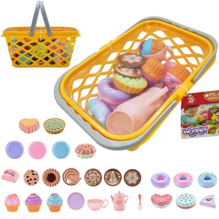 WOOPIE Shopping Basket with Tea Set and Sweets 26 pcs.