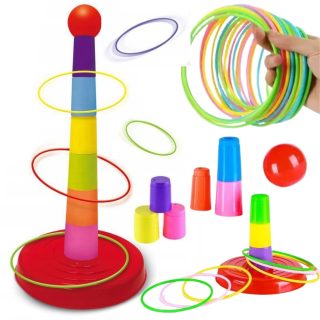 WOOPIE Skill Game Throwing Ringo Hoops at the Target