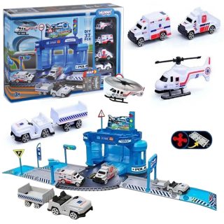 WOOPIE Theme Set: Airport Police Station with Cars and Helicopter