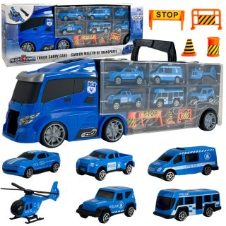 WOOPIE Truck Transporter Set 3in1 Blue Police