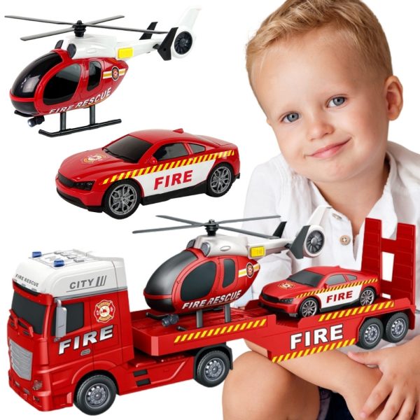 WOOPIE Vehicle Set Fire Truck Helicopter Car Sound Light