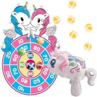 WOOPIE Velcro Darts Arcade Game 2-in-1 Set Shield Launcher Unicorn