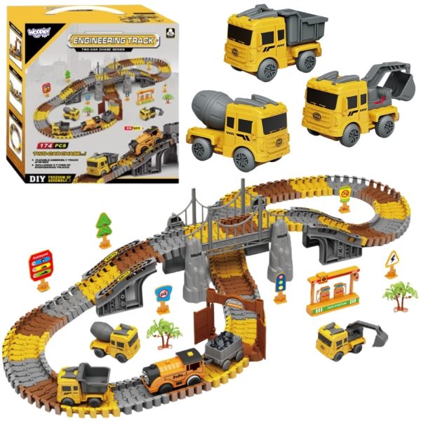 WOOPIE XXL Car Track Electric Train Construction Site 174 pcs.