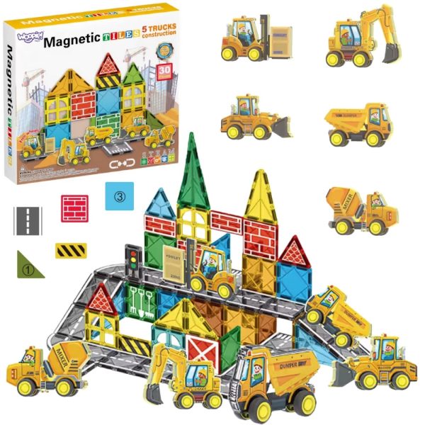 Woopie-Magnetic-Building-Block-Set-with-Construction-Vehicles Woopie Magnetic Building Block Set with Construction Vehicles