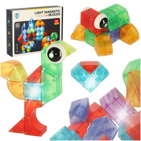 Magnetinė konstrukcija blokuoja šviečiančias 3D figūras 32el.Žaislai/žaislai STEM Magnetinė konstrukcija blokuoja šviečiančias 3D figūras 32el.