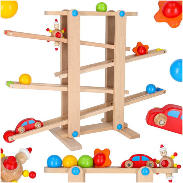 Medinis Montessori kamuoliukų takas XXLŽaislai/Kamuoliukų takeliai Medinis Montessori kamuoliukų takas XXL