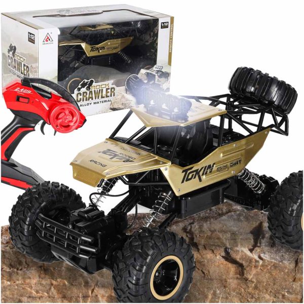 RC automobilis Rock Crawler 1:12 4WD METAL aukso spalvosŽaislai/Nuotoliniu būdu valdomi modeliai/Nuotoliniu būdu valdomi automobiliai RC automobilis Rock Crawler 1:12 4WD METAL aukso spalvos