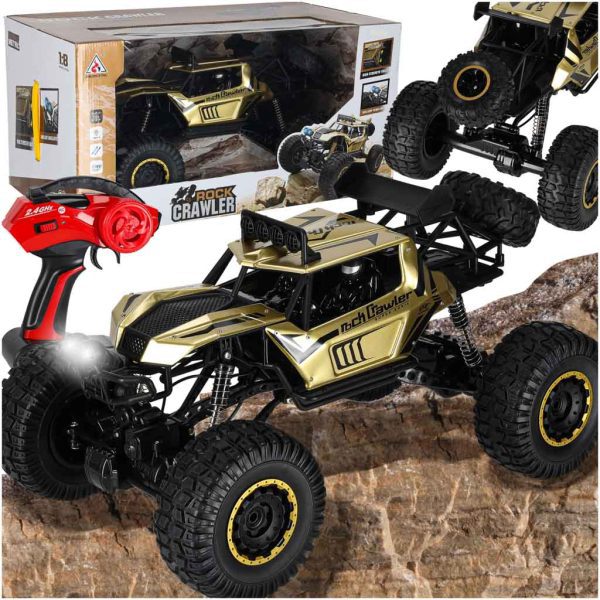 RC automobilis Rock Crawler 2.4GHz 1:8 51cm aukso spalvosŽaislai/Nuotoliniu būdu valdomi modeliai/Nuotoliniu būdu valdomi automobiliai RC automobilis Rock Crawler 2.4GHz 1:8 51cm aukso spalvos