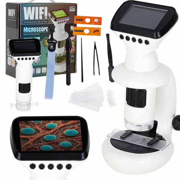 Skaitmeninis elektroninis mikroskopas wifi USB ekranas LCD 200x 1000x priedaiŽaislai/STEM žaislai Skaitmeninis elektroninis mikroskopas wifi USB ekranas LCD 200x 1000x priedai