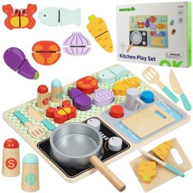 TOOKY TOY Wooden Kitchen with Accessories - Little Chef's Set