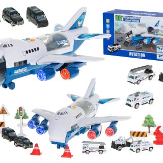 Transporterio lėktuvas + 6 automobiliai policijos šonas/priekyje
