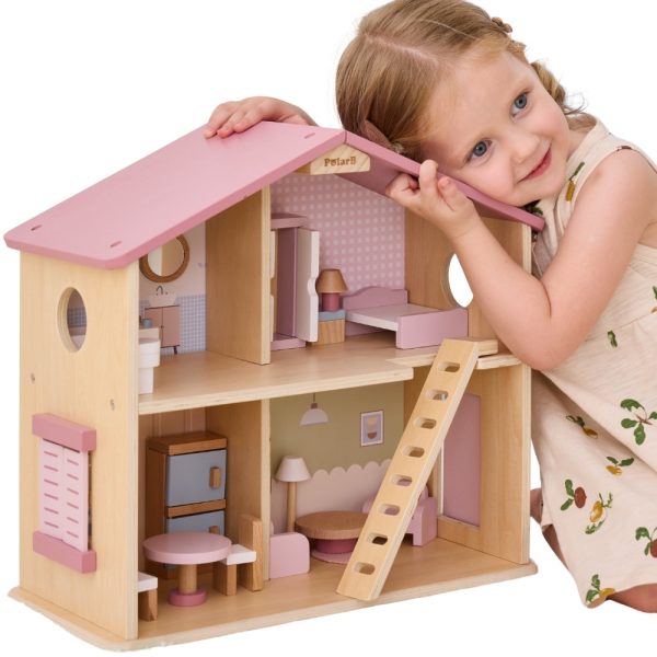 VIGA-PolarB-Large-Wooden-Dollhouse-17-pcs VIGA PolarB Large Wooden Dollhouse 17 pcs.