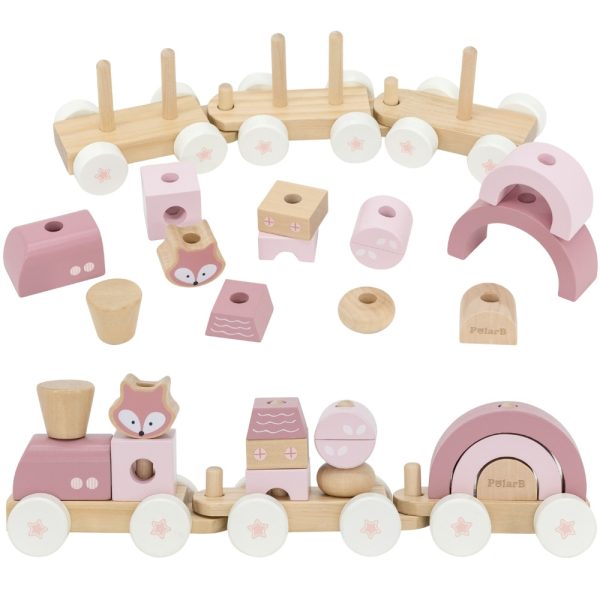 VIGA-PolarB-Pink-Train-with-Carriages-Blocks VIGA PolarB Pink Train with Carriages Blocks