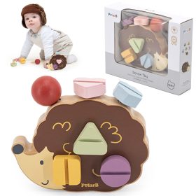 VIGA PolarB Wooden Construction Toy Hedgehog with Montessori Screws