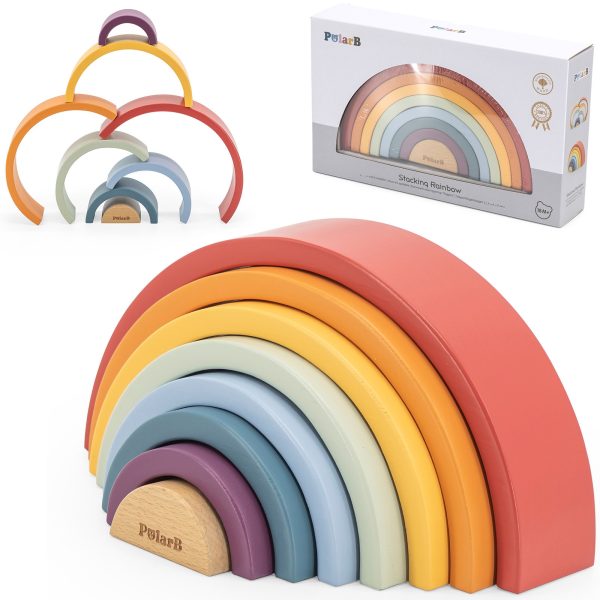 VIGA-PolarB-Wooden-Rainbow-Puzzle-Creative-Montessori-Blocks VIGA PolarB Wooden Rainbow Puzzle Creative Montessori Blocks
